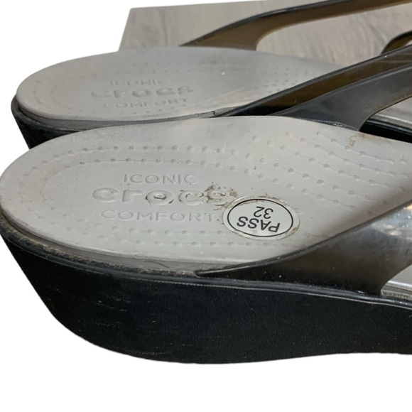Crocs Iconic Comfort Isabella mini-wedge Black /  Smoke slide sandals size 10 - Picture 10 of 10